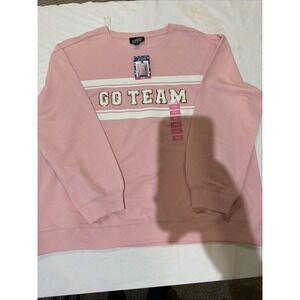 Feeling Festive Baby Pink Go Team Gold Sequin Pullover Sweater Size XXL